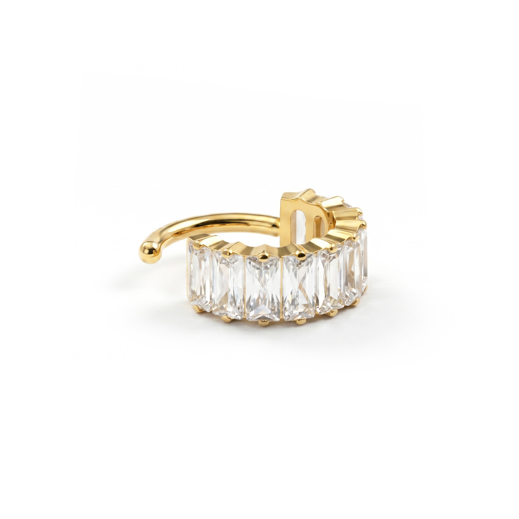 Titanring med baguette-slipade stenar