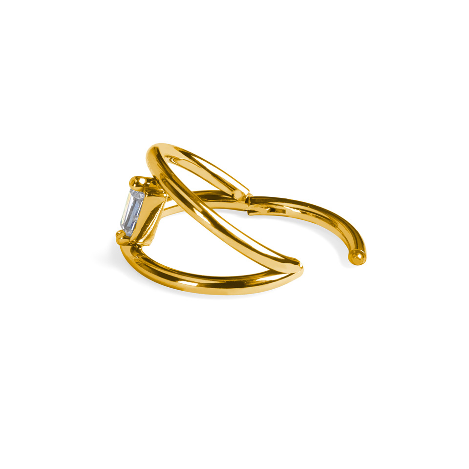 Dubbelring i titan med sammankopplad sten