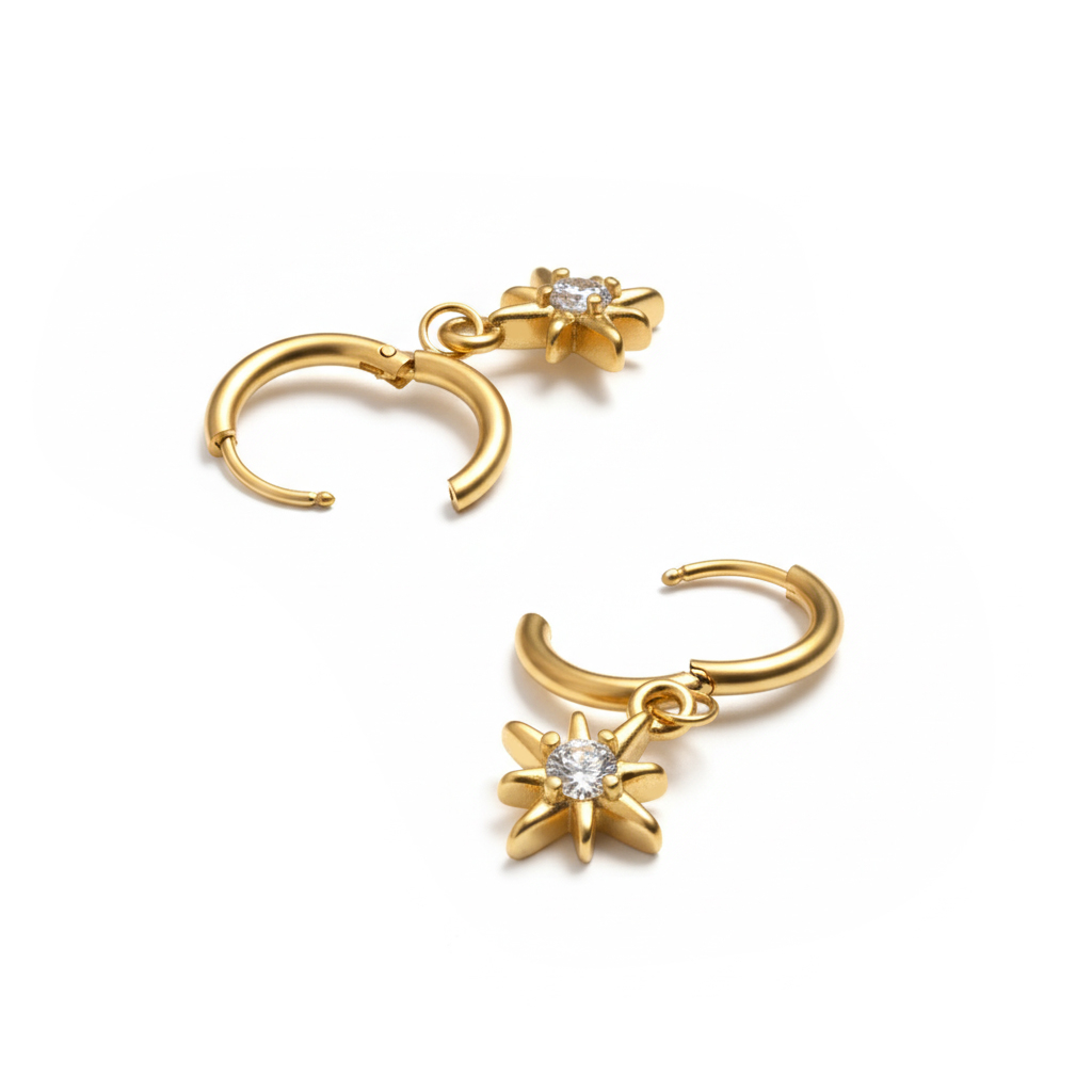 Par av huggieringar med en skinande sol