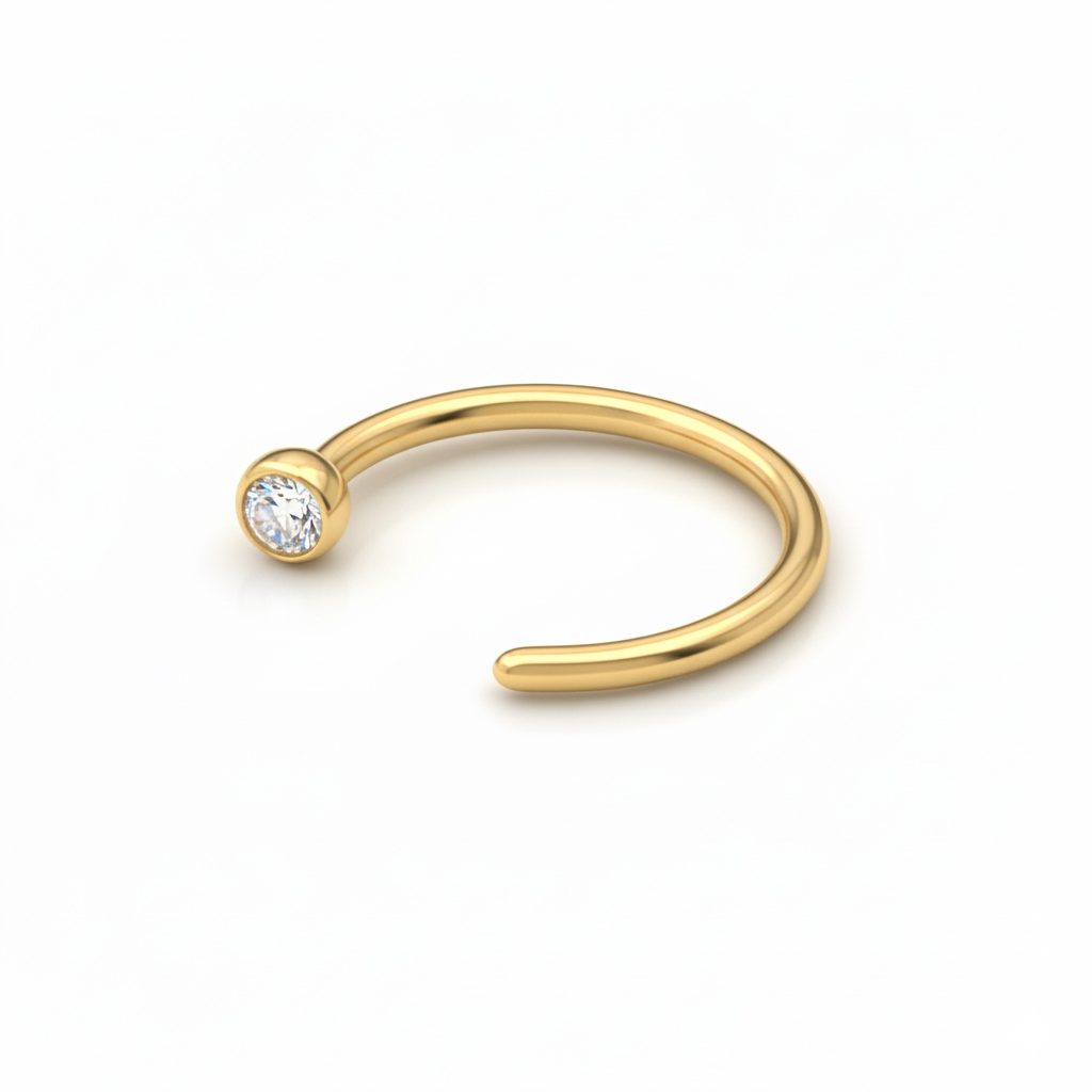 Öppen titanring med sten