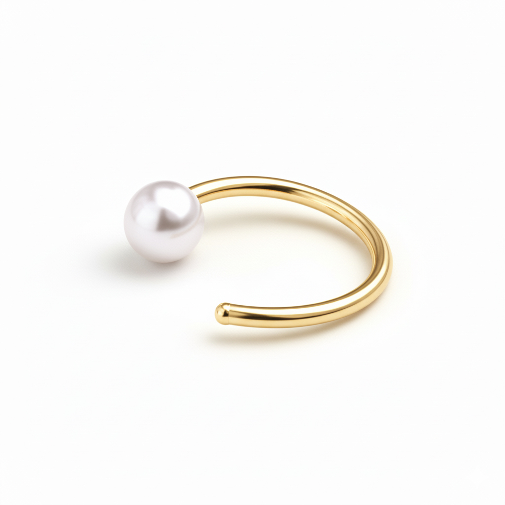 Öppen titanring med pärla