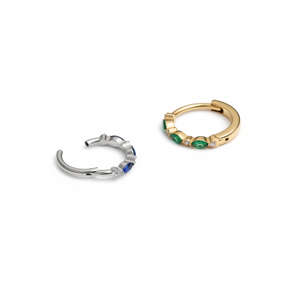 Titanring med färgade stenar