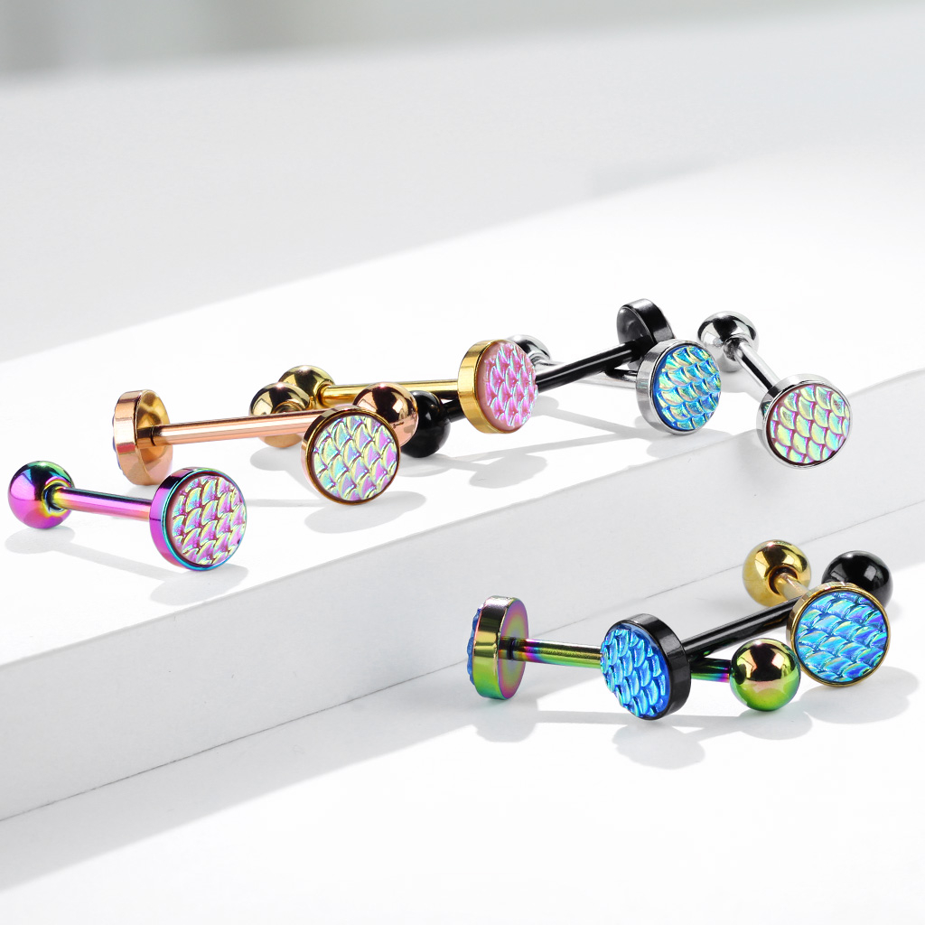 Tungpiercing med nyansskiftande skaldesign