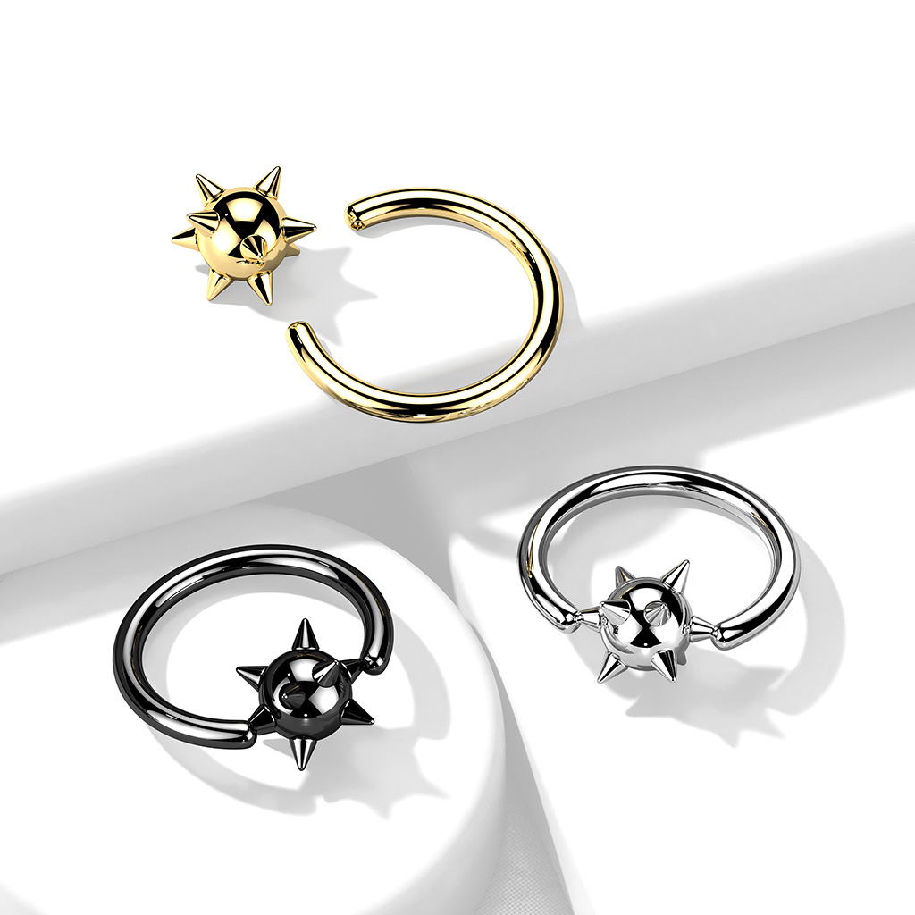 Captive bead ring med spikkula